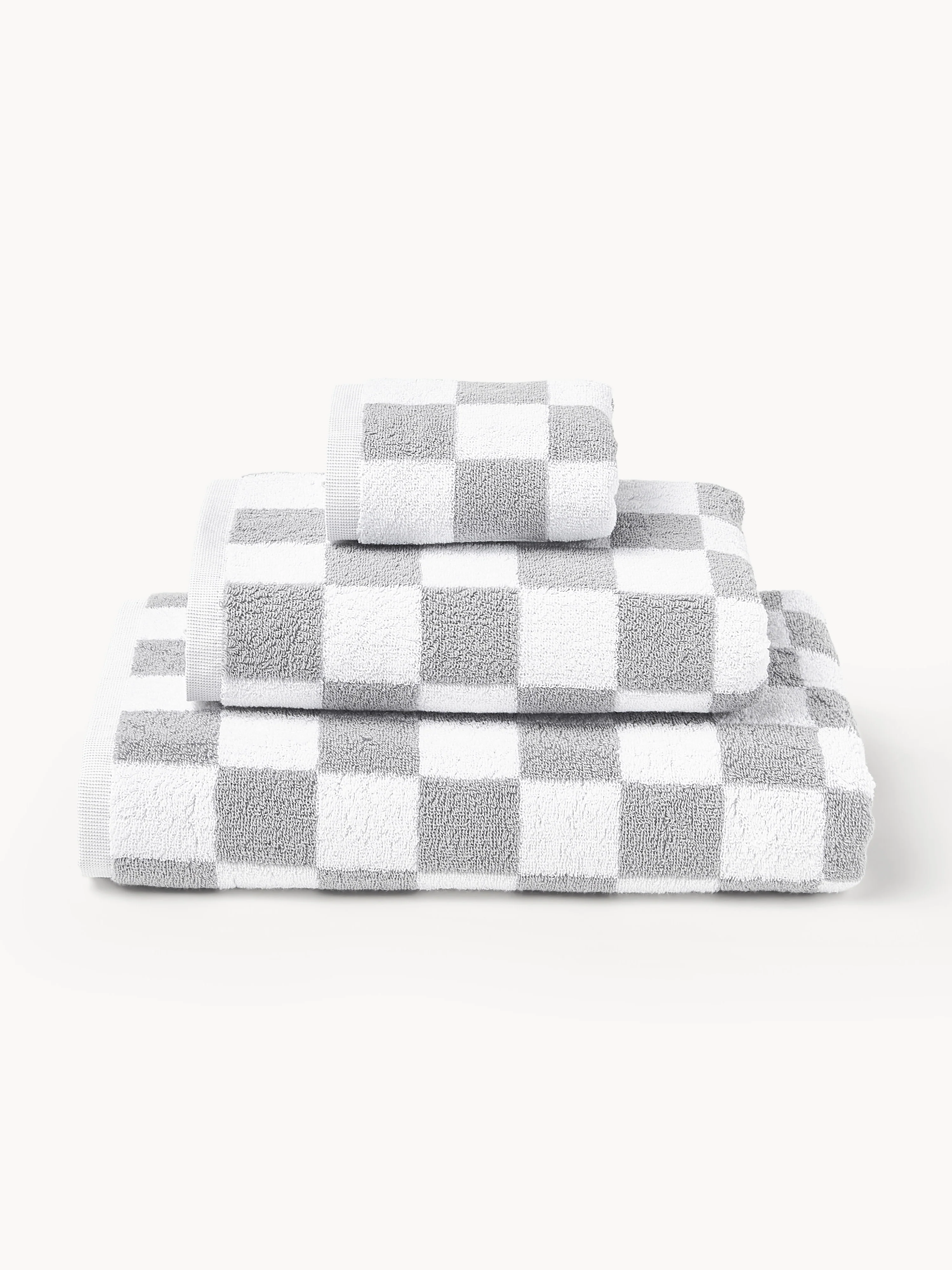 Westwing | Crosby Studios, Baumwoll-Handtuch-Set Damier, in verschiedenen Setgrößen