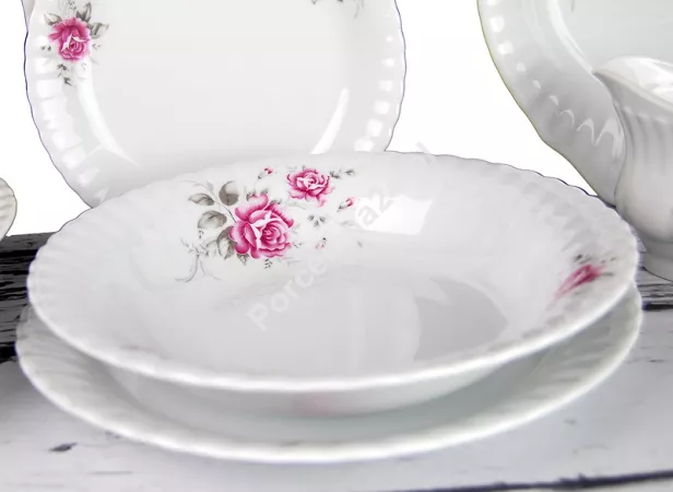 Serwis obiadowy na 12 osób (44 el) Chodzież - Iwona B444 BW ROZALIA
