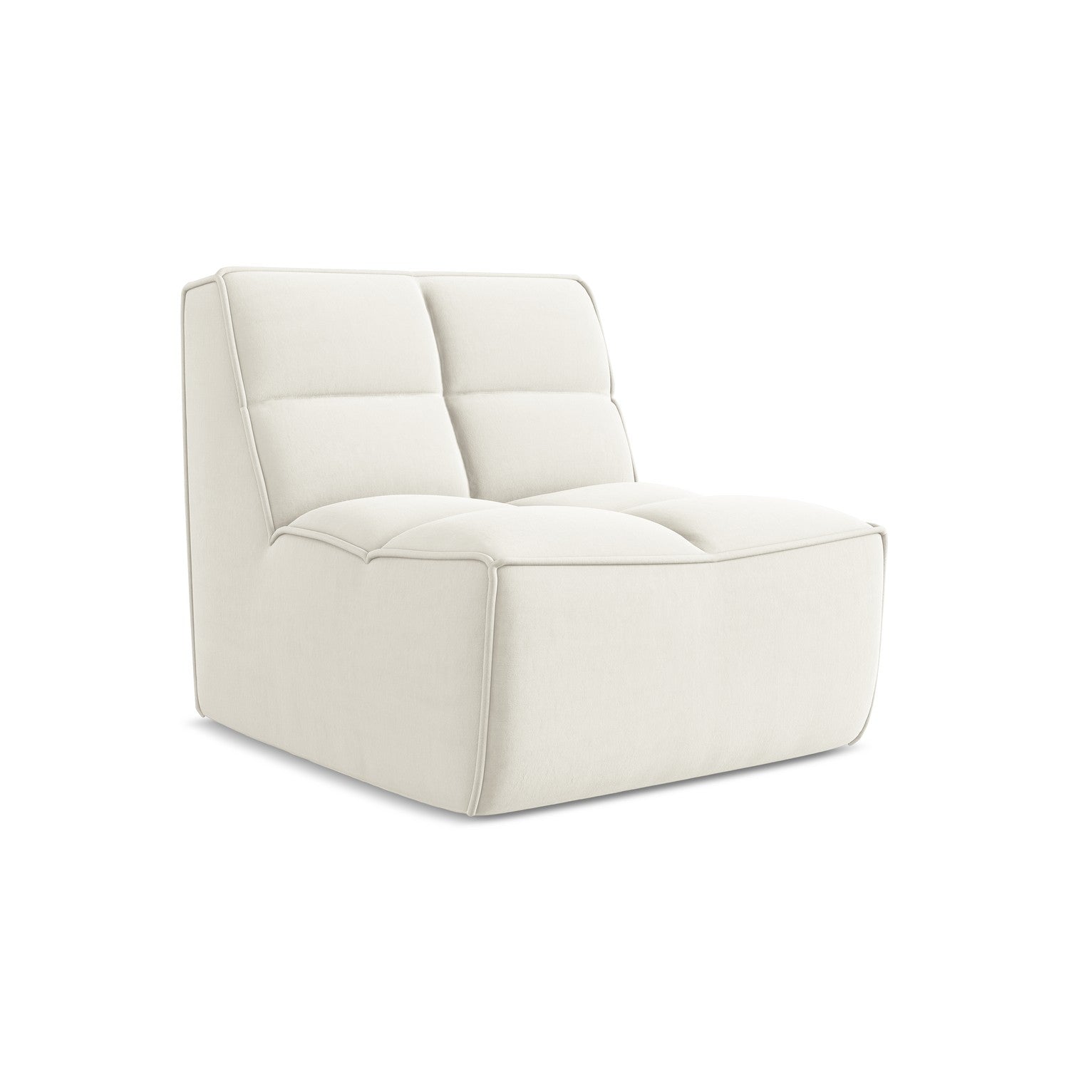 LaMiaSofa Bankmodule midden Belluno - velours - lichtbeige - 80x93x75