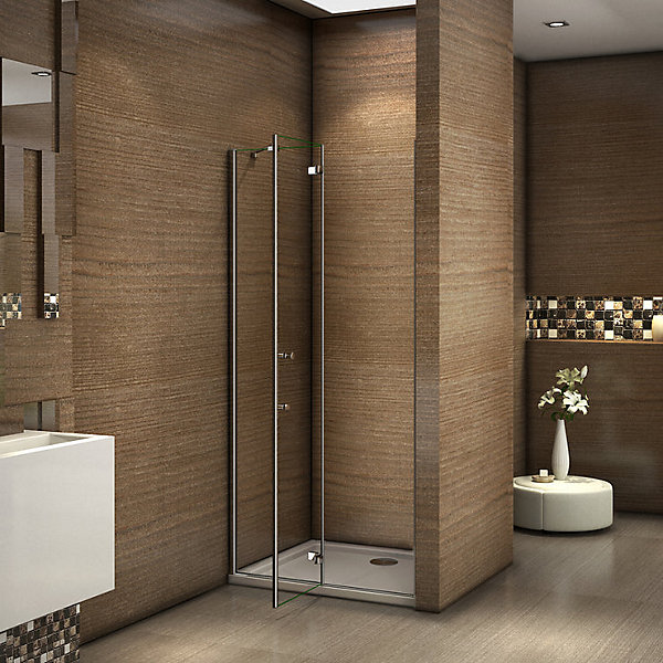 Paroi De Douche Pivotante 90x195cm En 6mm Verre Sécurité Anticalcaire, Installation En Niche