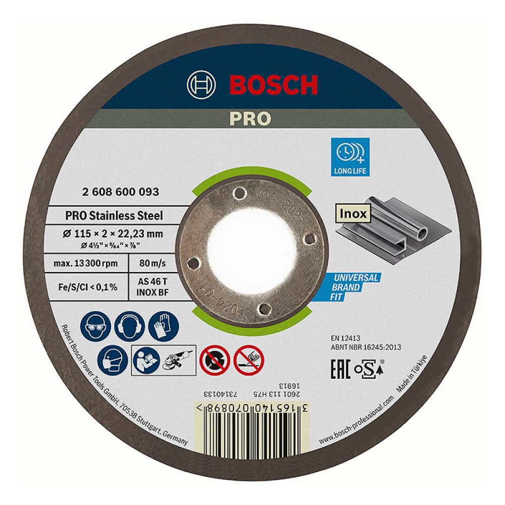KAPPSKIVE BOSCH PRO STAINLESS STEEL-FIBERARMERT 115X2MM