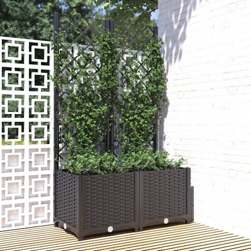 NNEVL Garden Planter with Trellis Black 80x40x136 cm PP