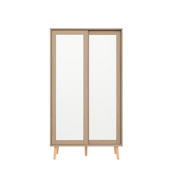 Armoire pour enfants avec portes coulissantes et tringle à vêtements,80x46x141.5cm,blanc   bois naturel