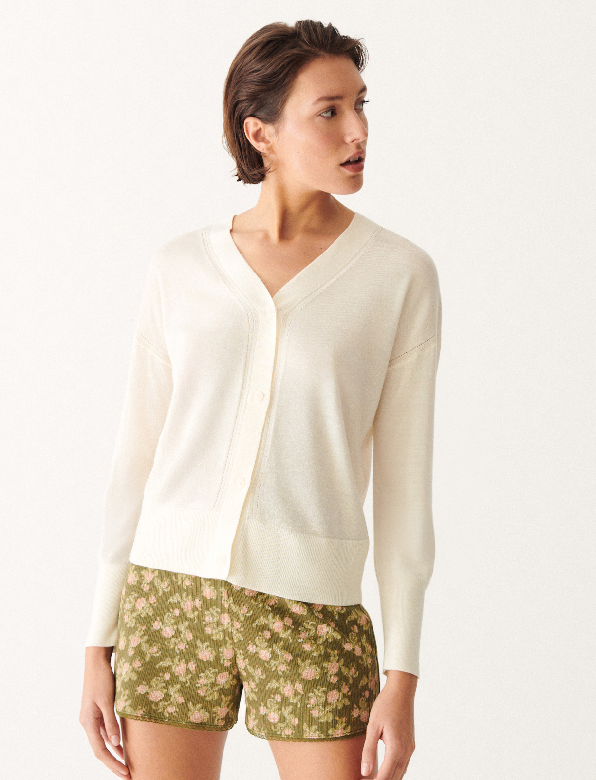 Cardigan en laine et soie MAILLE LISSE