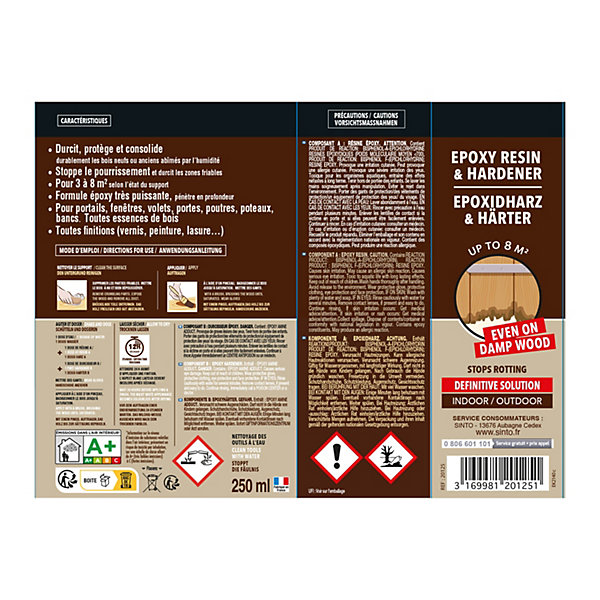 Durcisseur bois abîmés par l'humidité Sintobois 250g