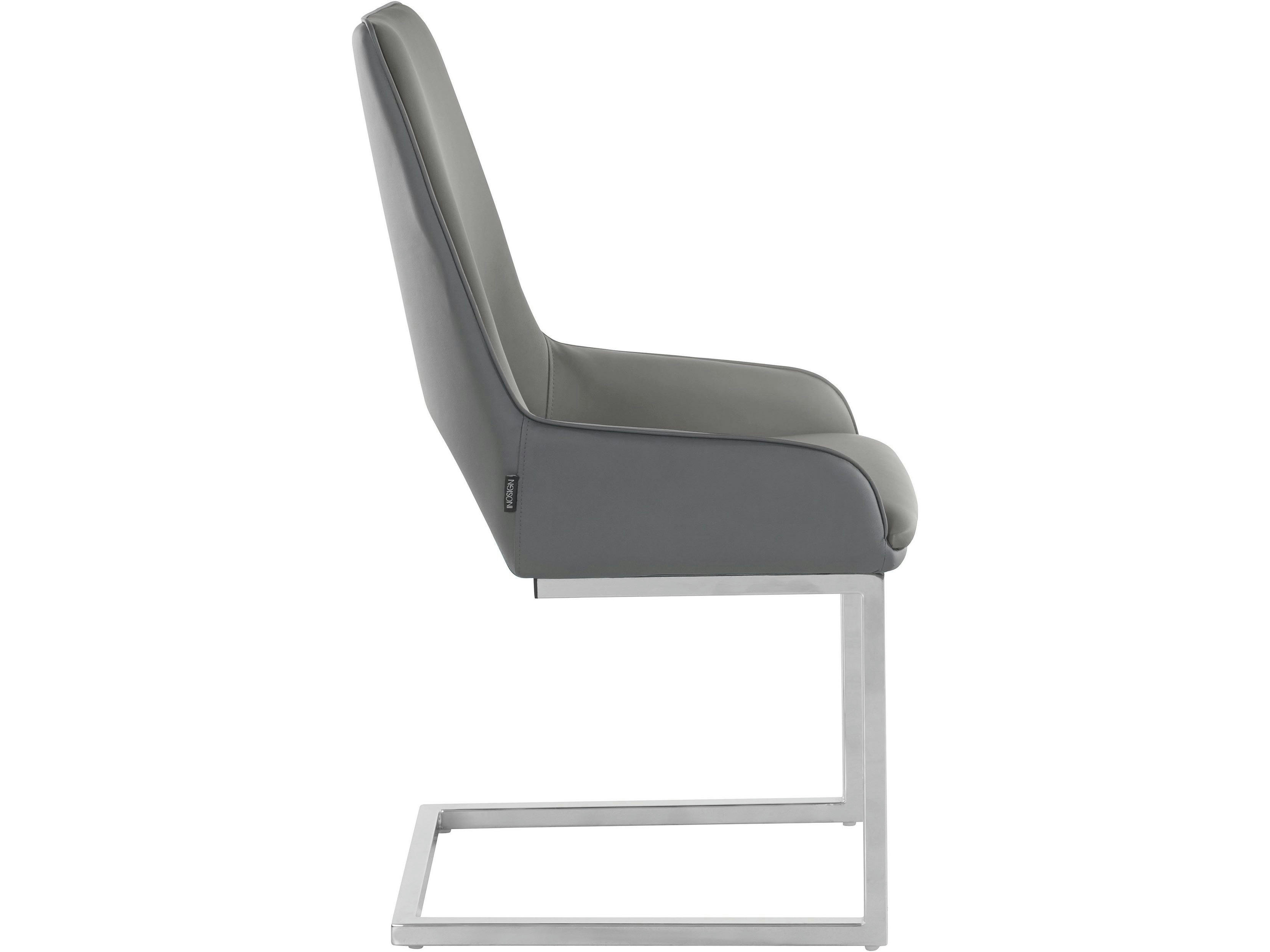 IRMA - Lot de 2 chaises de salle à manger en PU anthracite et gris clair