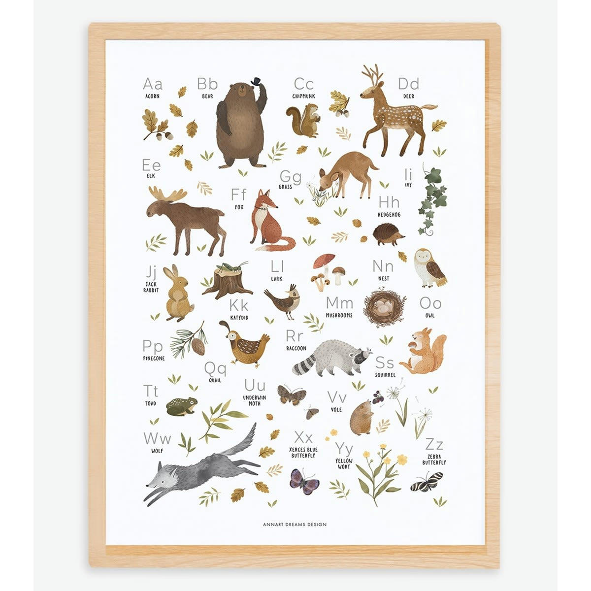 NORWOOD - Affiche enfant abécédaire animaux en papier blanc