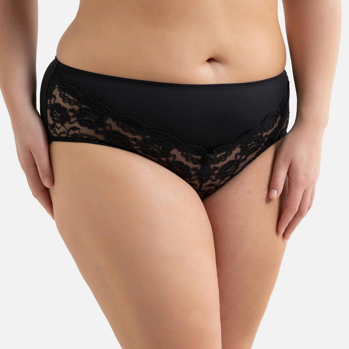 Culotte haute en microfibre et dentelle