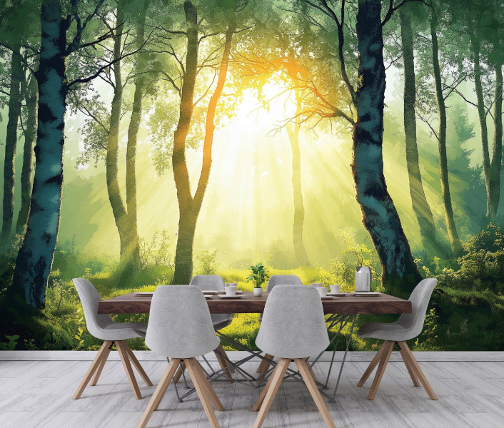 Fototapeta las 3d drzewa natura słońce na ścianę sypialnia salon 250x175
