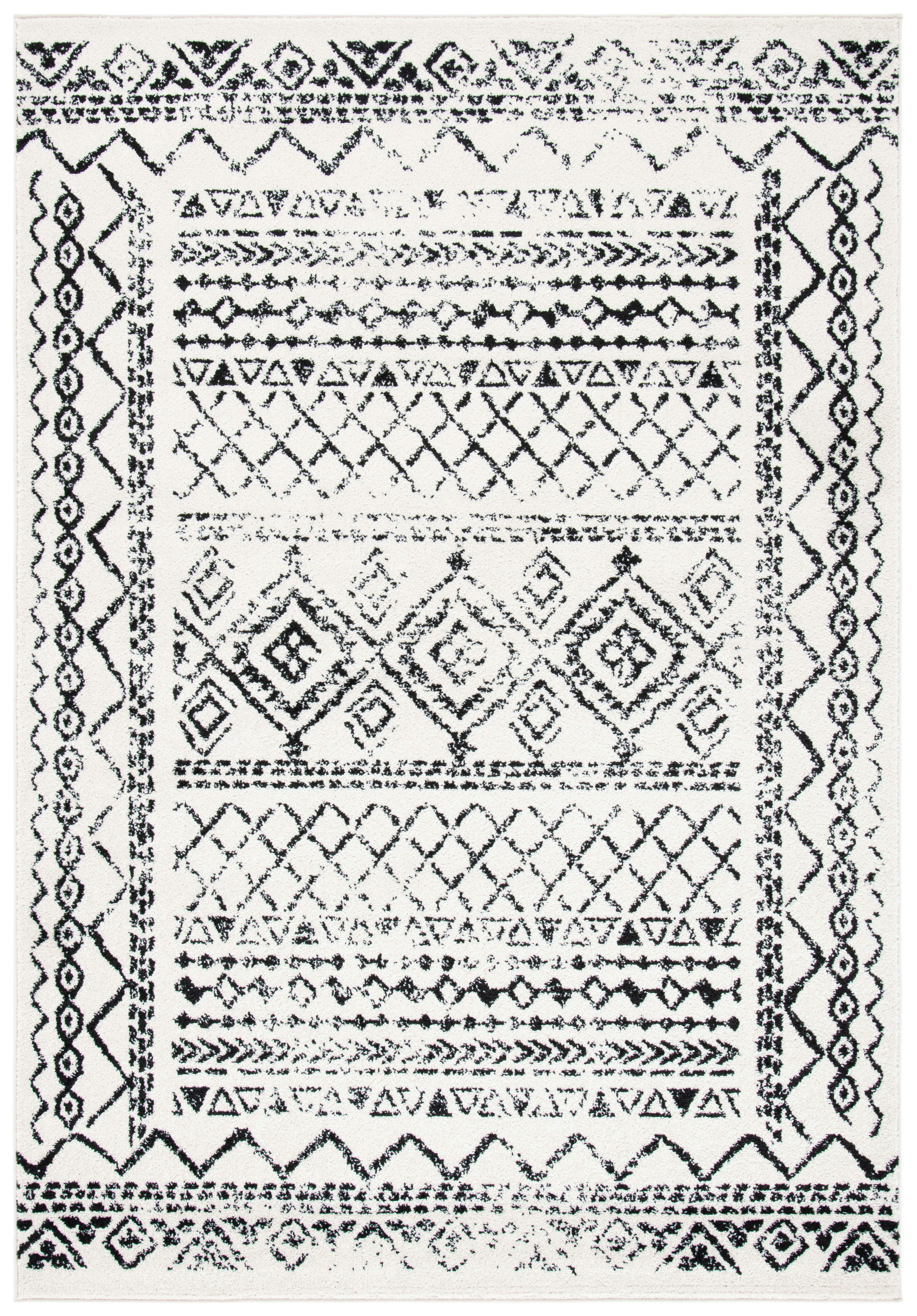 TULUM - Tapis de salon interieur en  ivoire & noir, 91 x 152 cm