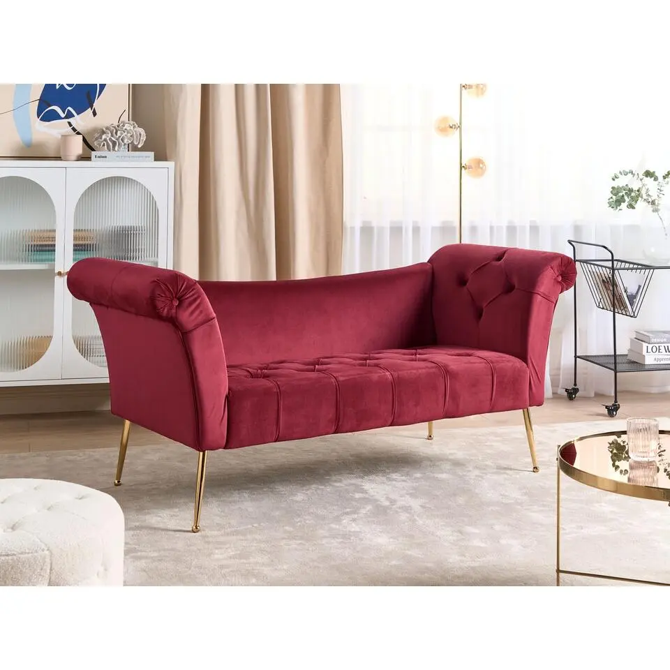 NANTILLY - Chaise longue - Rood - Fluweel