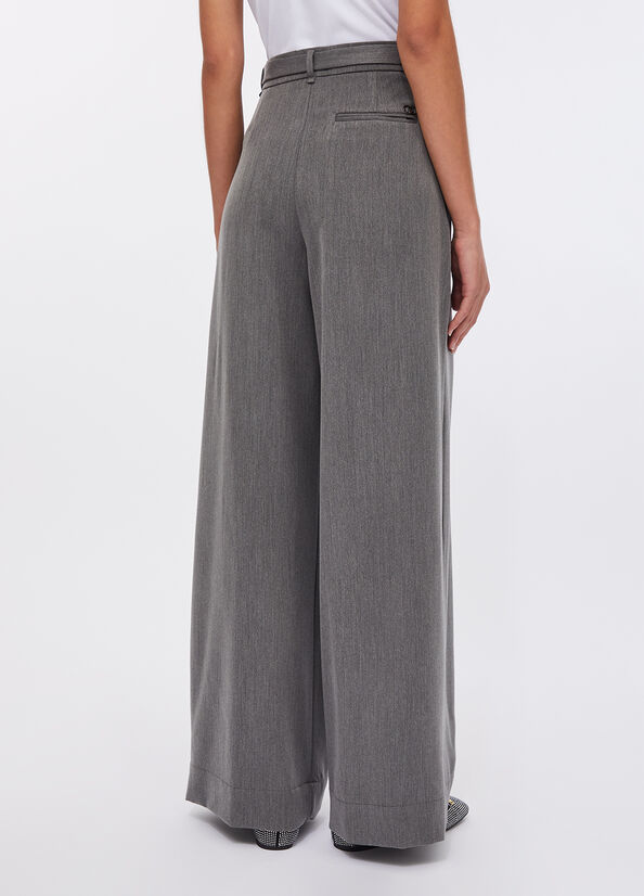 Pantaloni palazzo con cintura gioiello