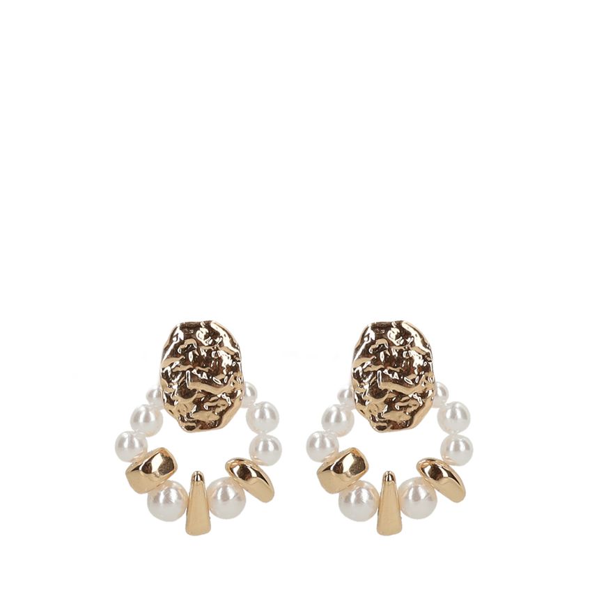 Manfield Goudkleurige oorbellen met parel details