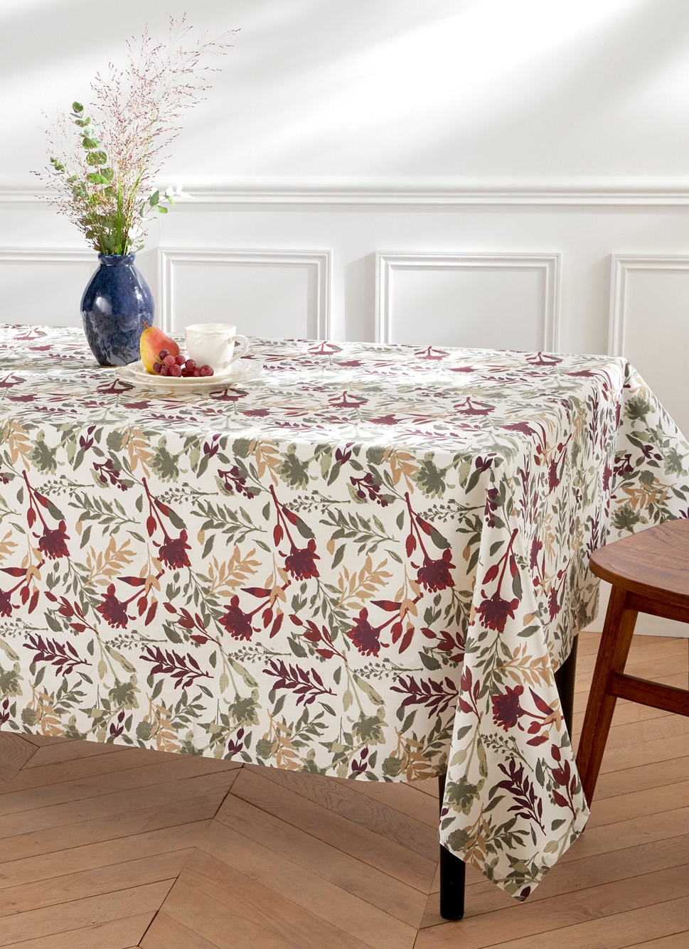 NAPPE ENDUITE EN COTON IMPRIMÉ FLEURS MULTICOLORE