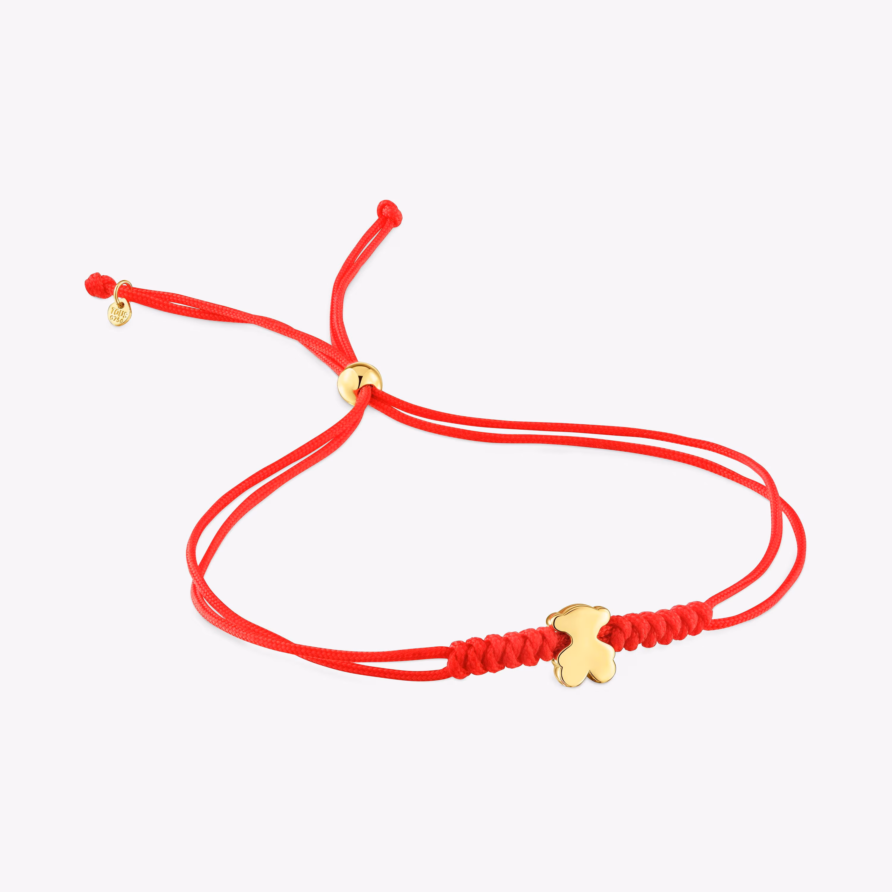 Pulsera de oro motivo oso y nylon en color rojo Sweet Dolls