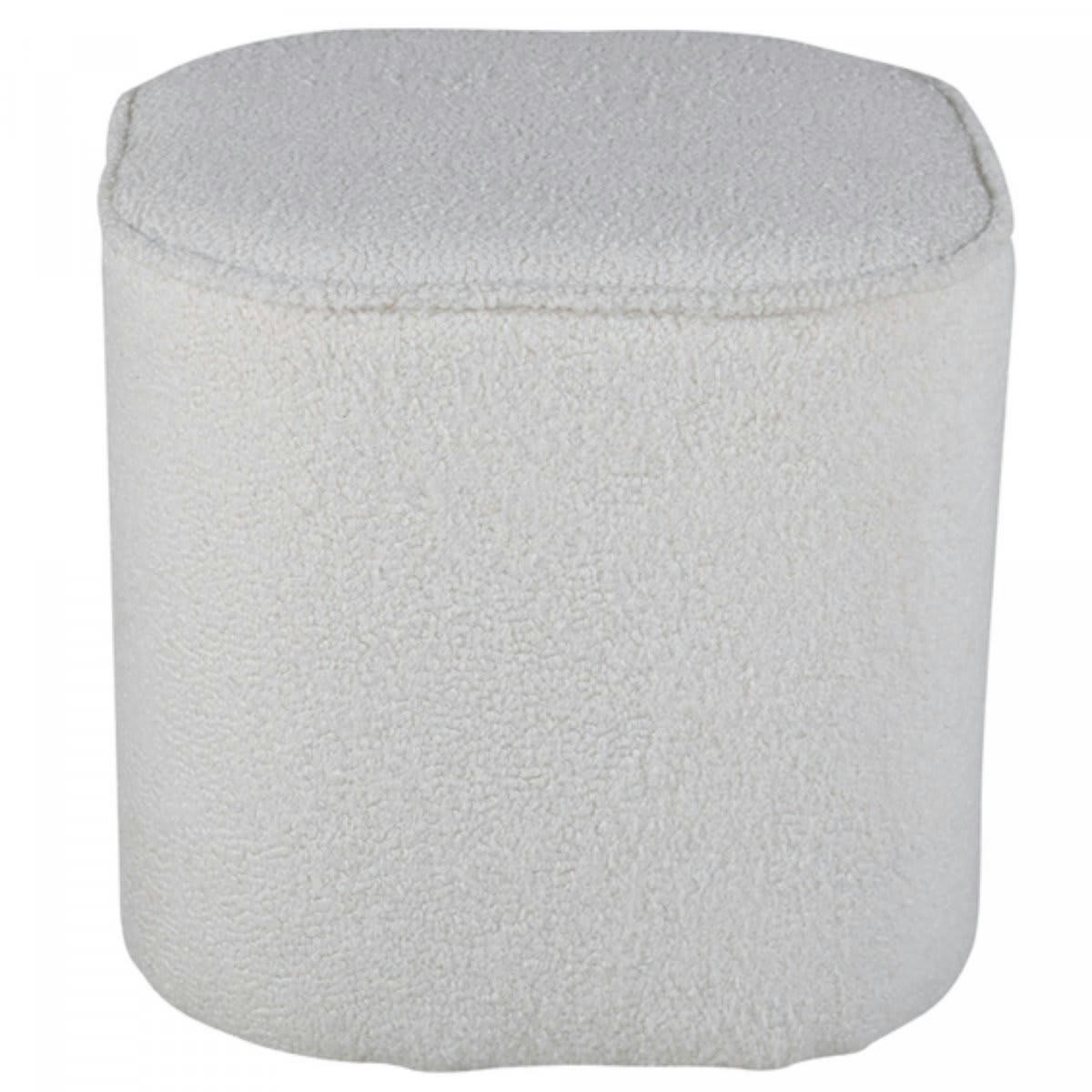 POLMO - Pouf cube en tissu bouclé blanc