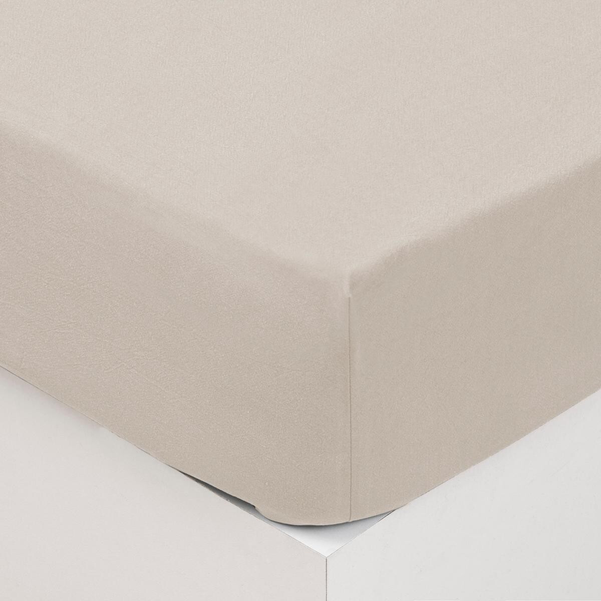 Fitted sheet, washed cotton Ivory white, 140x190 cm