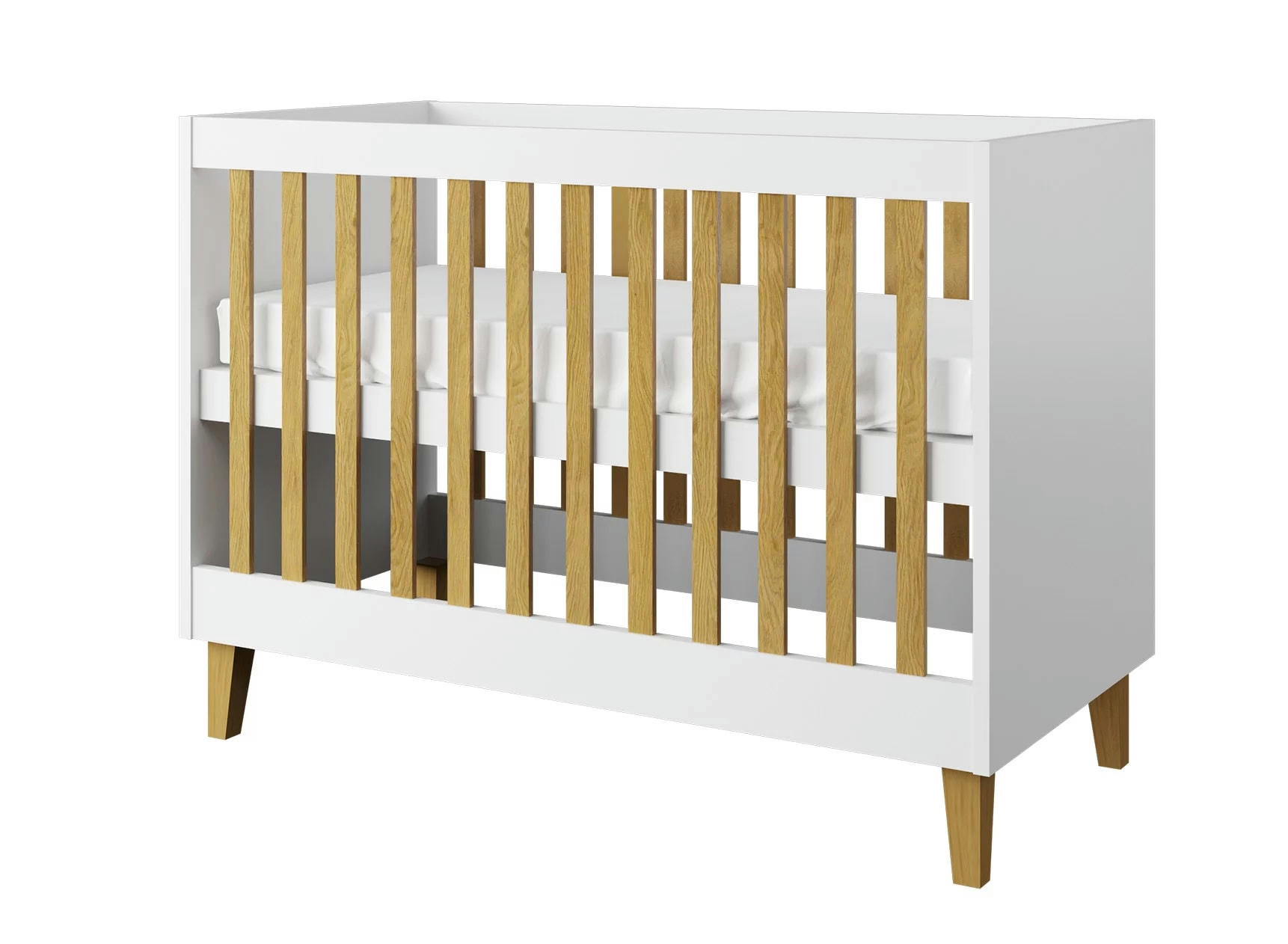 DREAM - Lit bébé 60x120 Blanc et Chêne
