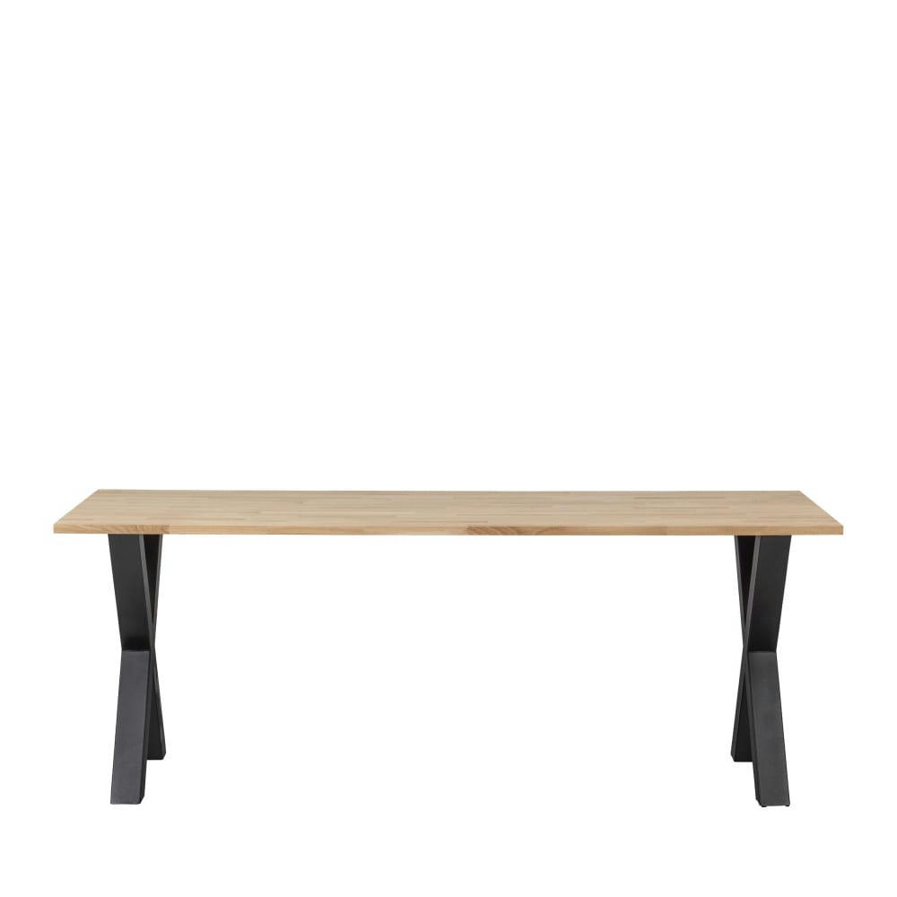 TABLO - Table à manger en bois piétement en X 220x90cm naturel