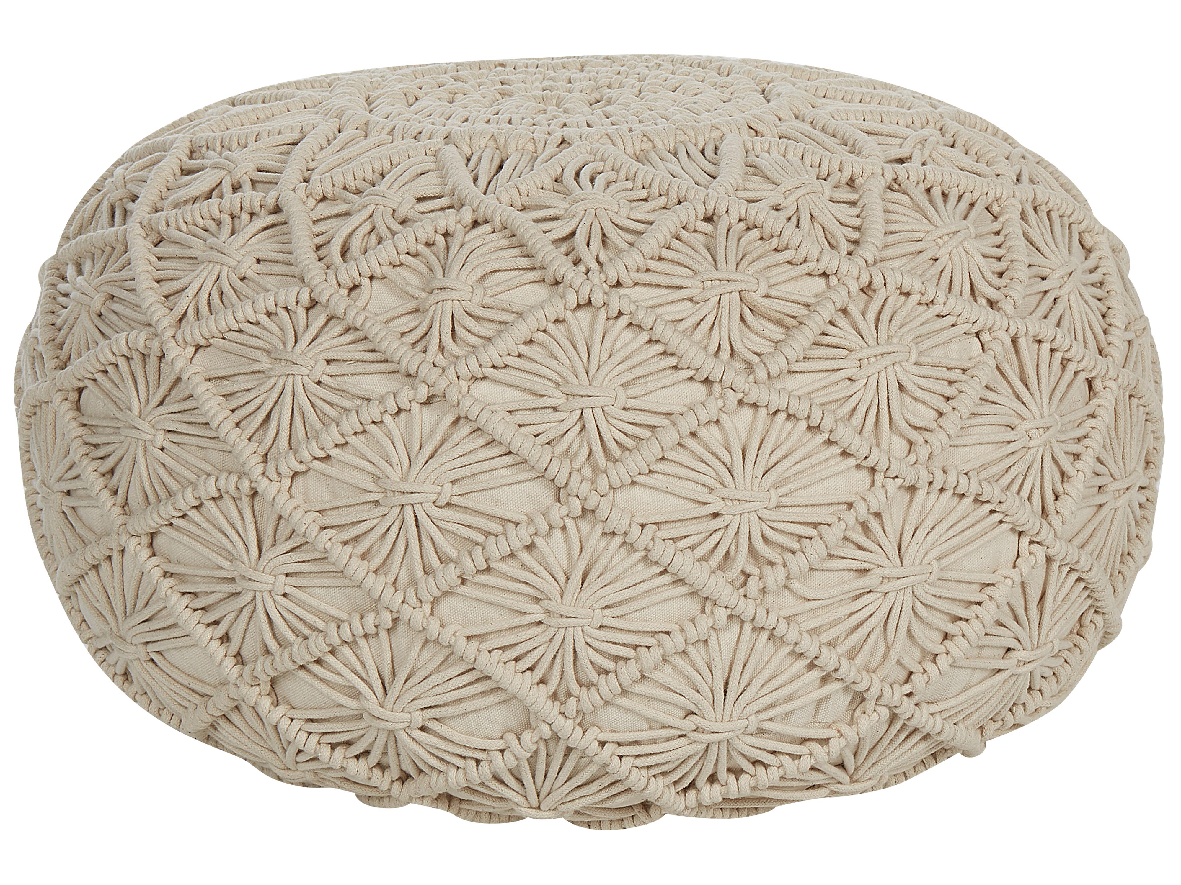Pouffe Macram�� BERKANE Cotton Beige