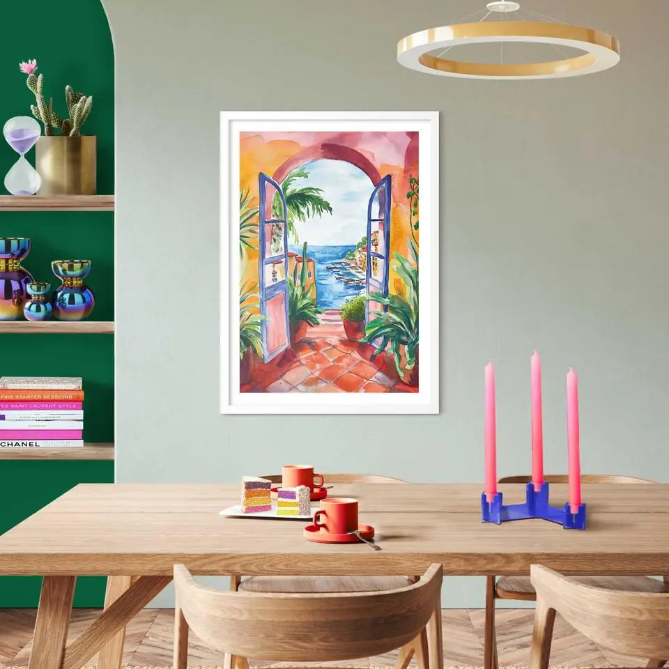 Schilderij Zomers balkon - 70 x 50 - Bont