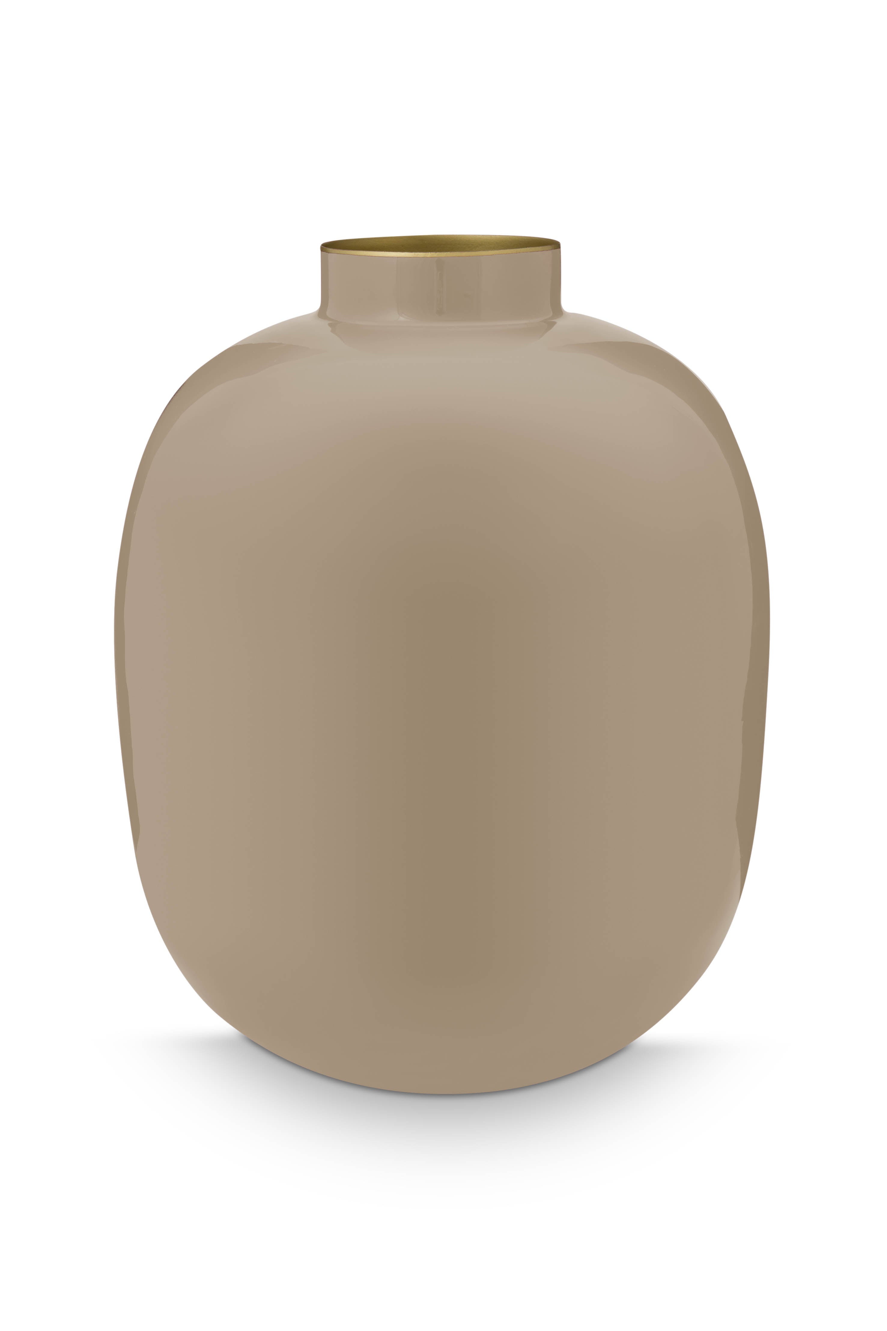 Pip Studio Metalen Vaas voor Bloemen - Woondecoratie - Khaki - 32cm