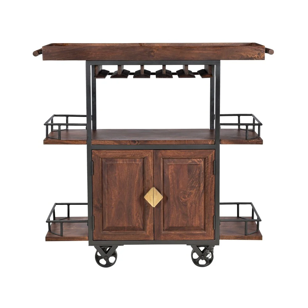 Somette Two Door Wine Trolley - 51.5L x 15W x 48H