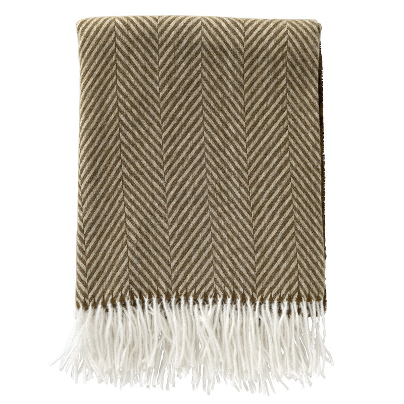 JOSEFIEN - plaid 140x180 cm - lichtgewicht - visgraatmotief - Military Olive - groen