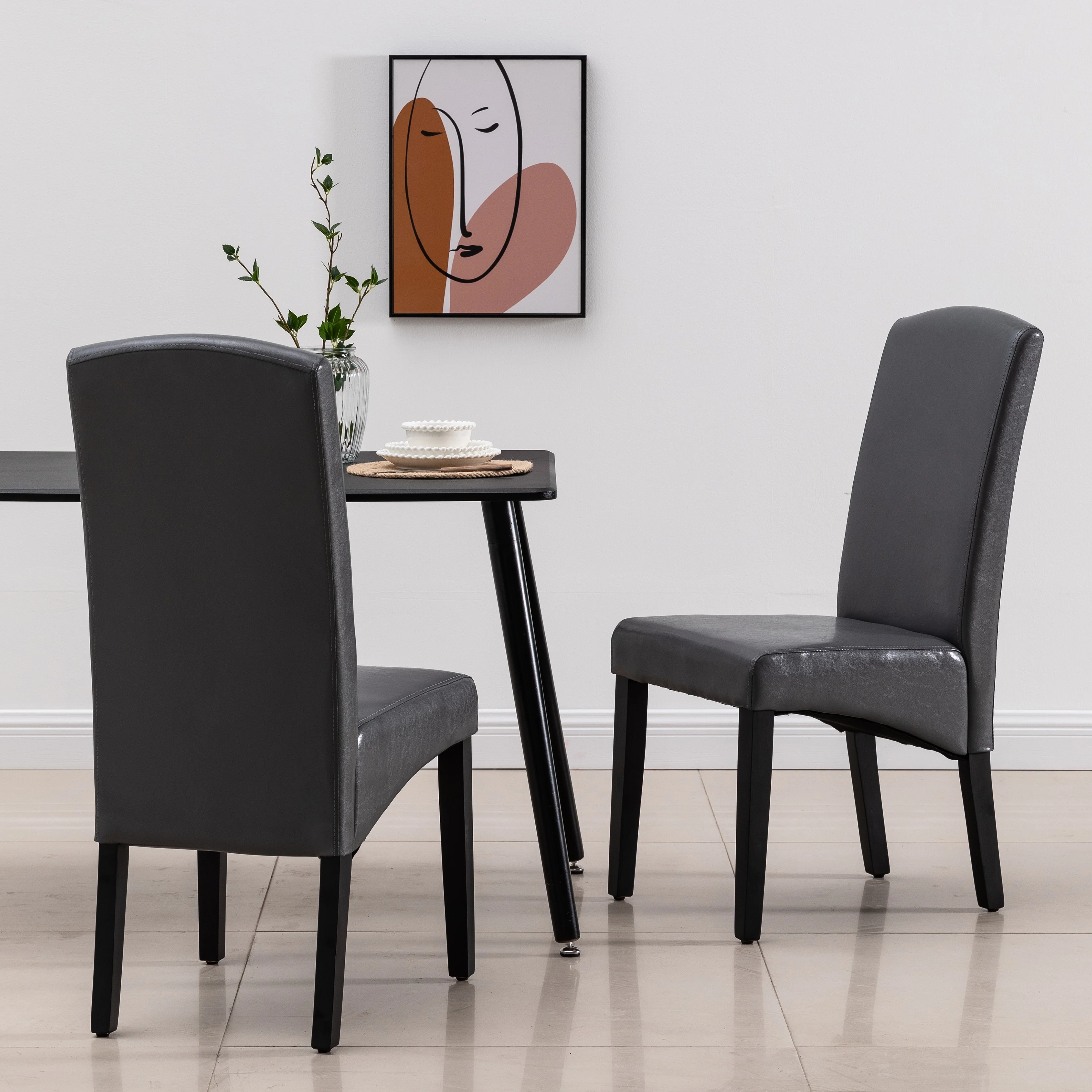 Modern Faux Leather 2 Piece Dining Room Chair