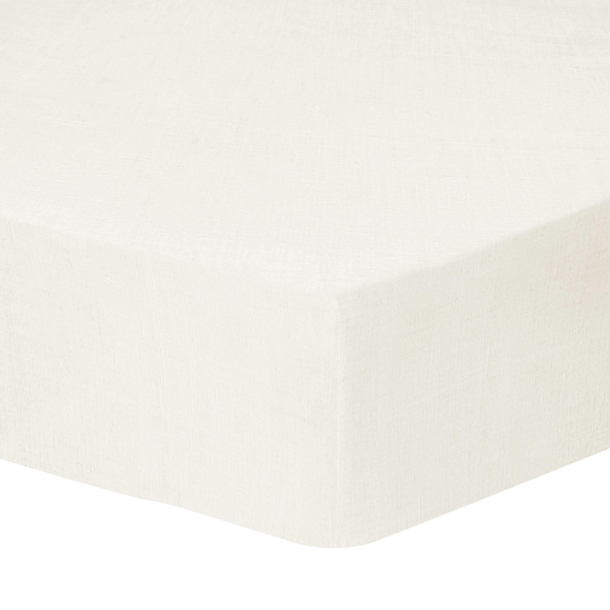 LIN LAVE - Drap-housse uni en lin lavé Blanc Cassé 160x200cm - Bonnet 30cm