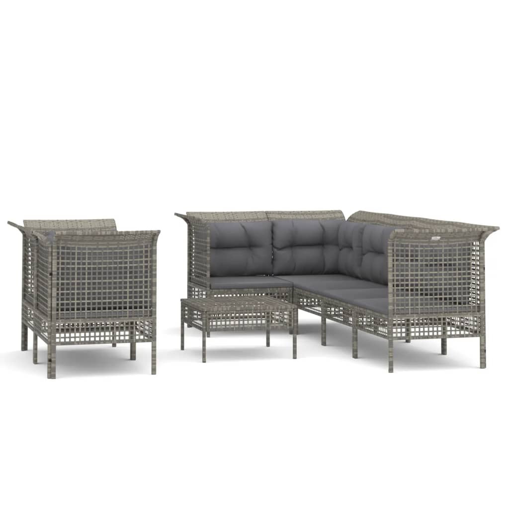 Zestaw wypoczynkowy do ogrodu Szary Technorattan 4x narożna   3x sofa
