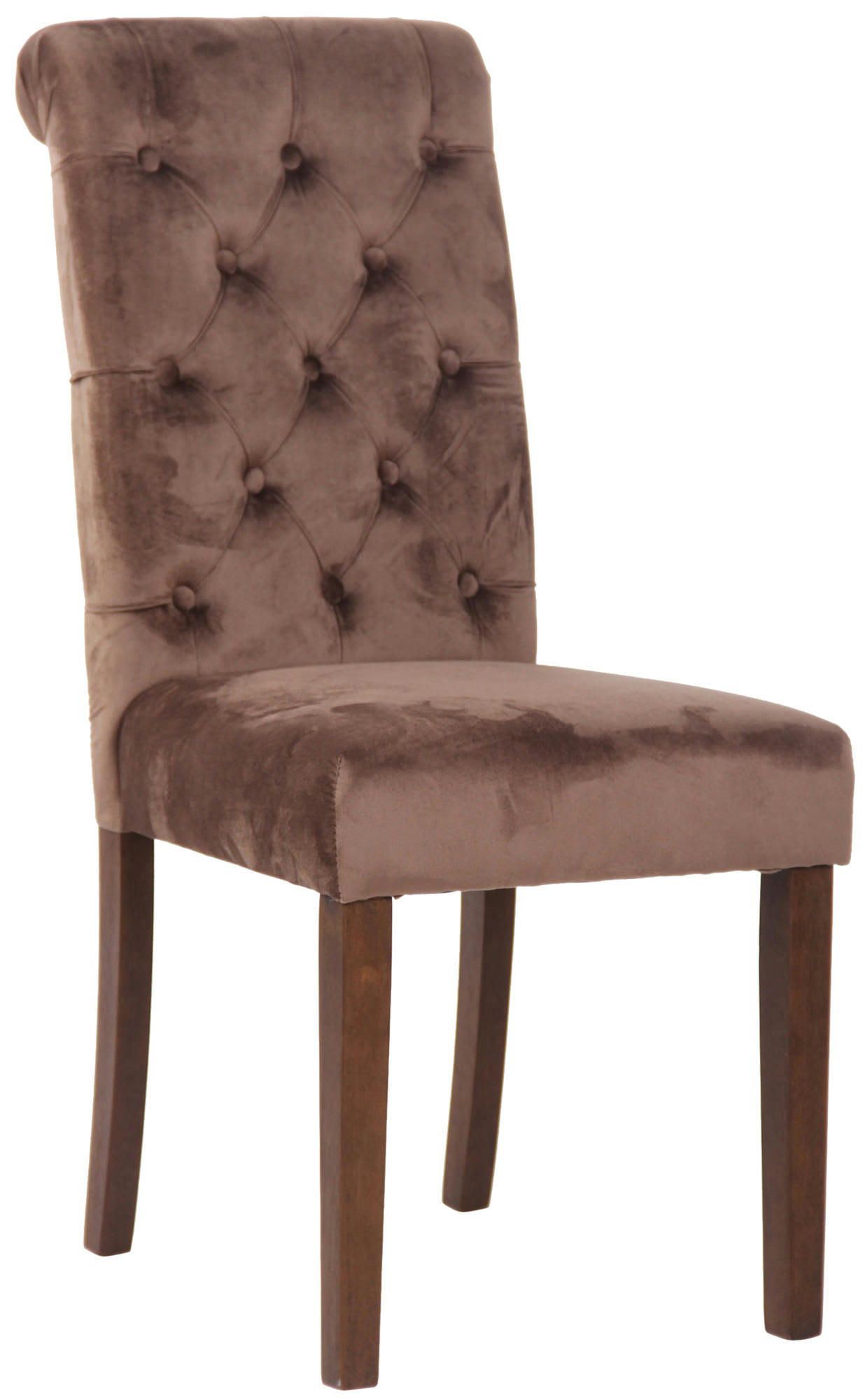 LISBURN - Chaise de salle à manger matelassée en velours Marron