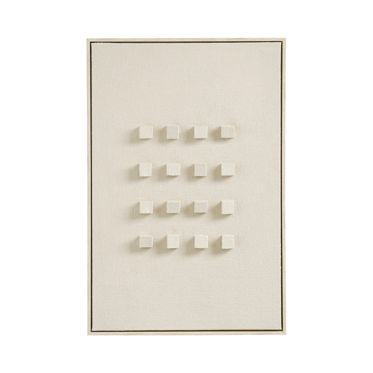 Mica Decorations Wanddecoratie - Wandpaneel Abstracte Kunst 60 x 40 x 3 cm - Woondecoratie voor Woonkamer of Slaapkamer - Off-white