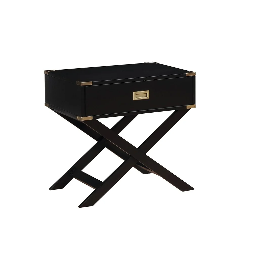 Williams Import Goodyear X-Shaped Leg Side Table in Black Finish