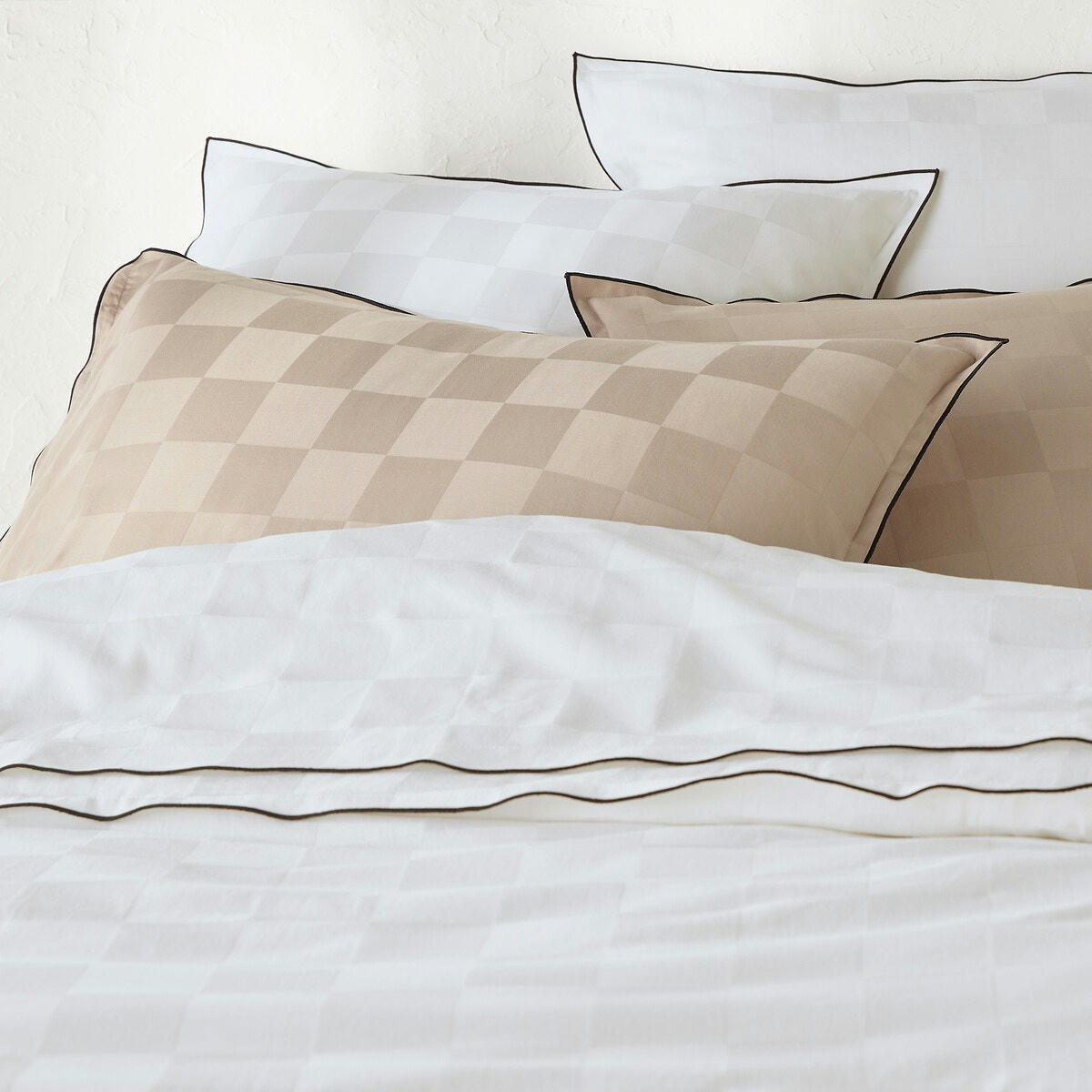 Housse de couette satin coton lavé, Victor damier