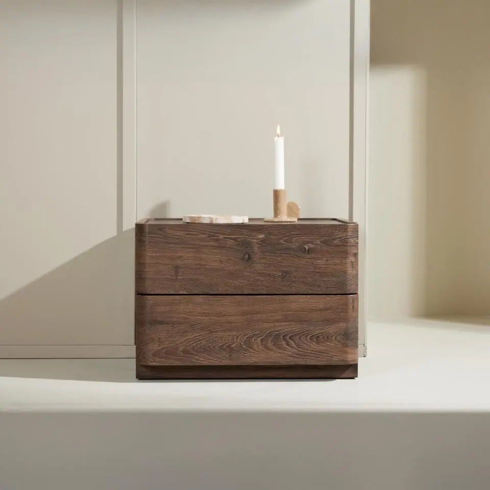 Nachtkastje 2 Lades - Donkerbruin MDF - 40x50x36cm - Noble