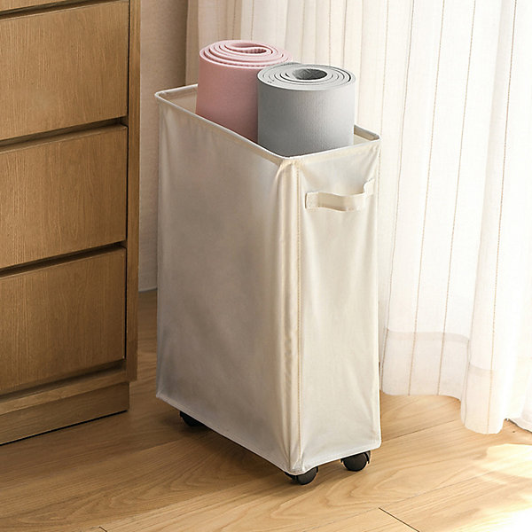 BASHLWUA 44L Panier à linge avec des roues Corbeilles à Linge Mince et Pliant Sac à Linge Sale Bac à Linge étroit avec Roues