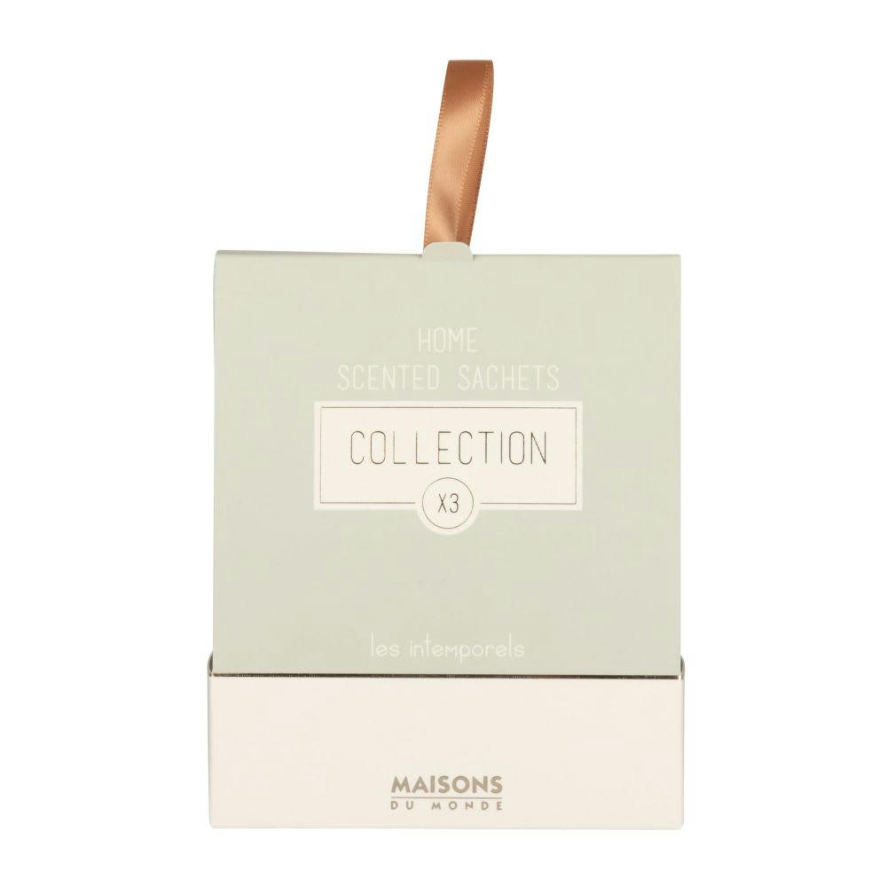 - Sachets parfumés senteur bois précieux, vert d'eau et lin blanc (x3)