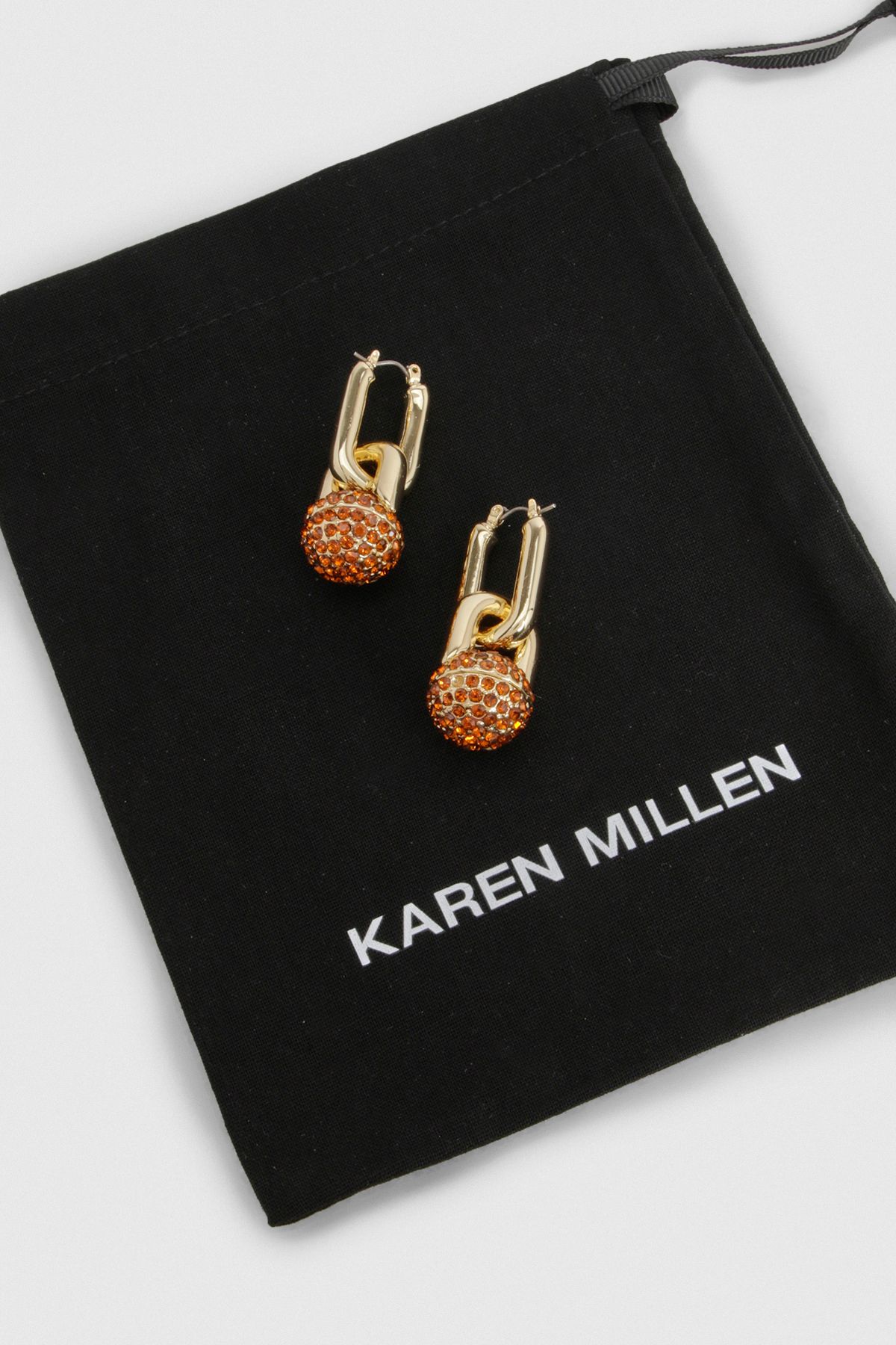KarenMillen Chain Link Diamante Detail Drop Earrings
