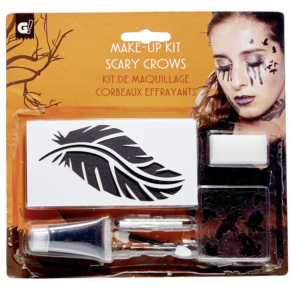 Kit de maquillage Halloween plume corbeau noir
