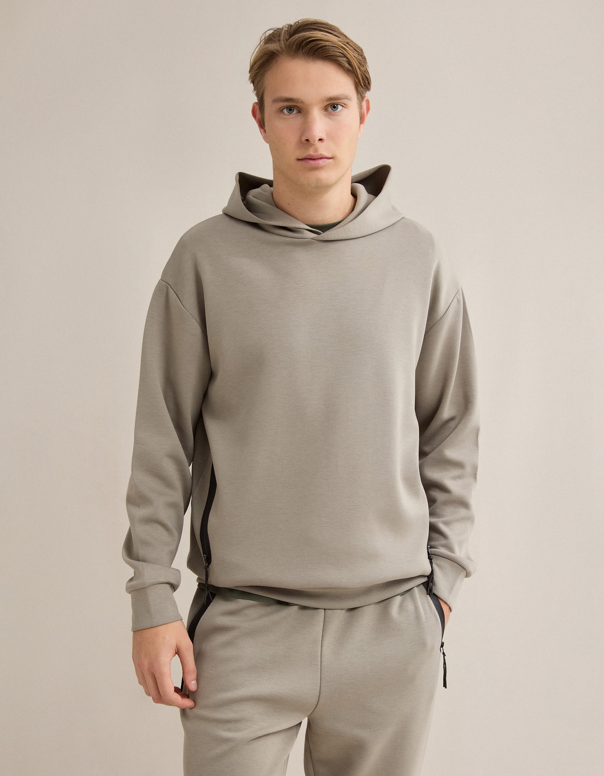 Sweatshirt com Capuz, Homem, Bege