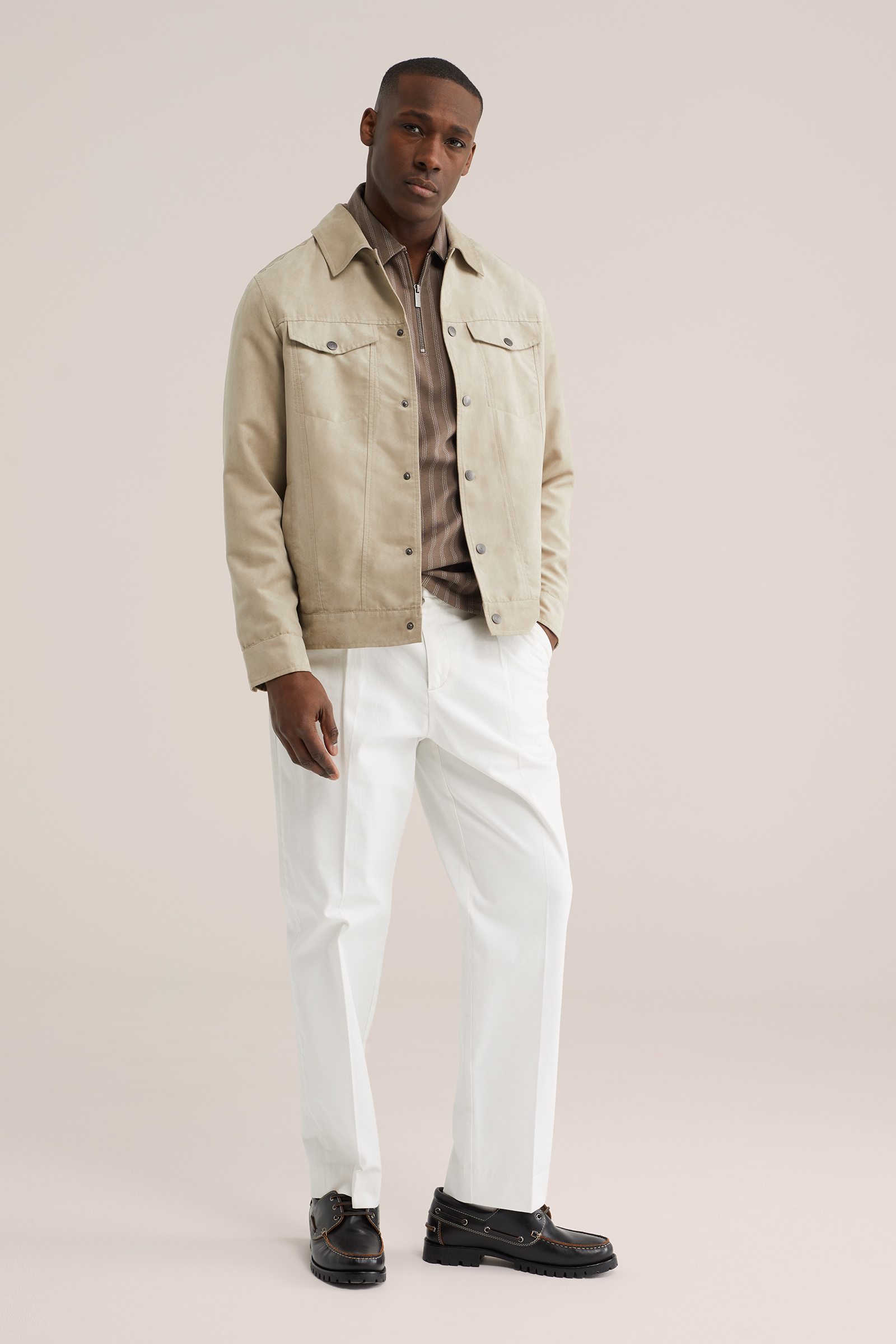 Heren regular fit polo met quarter-zip en print