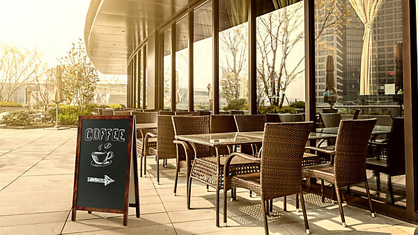 Chevalet Stop Trottoir avec Cadre en Bois Laqué 78x44 cm, Chevalet Publicitaire