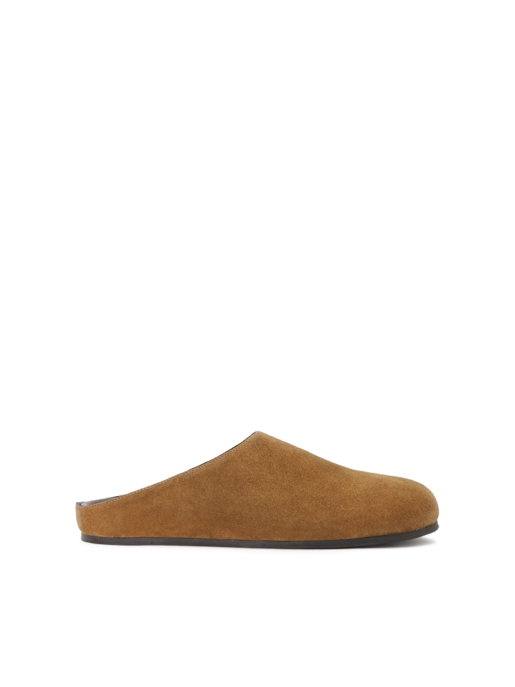 Suede slides with built-in front