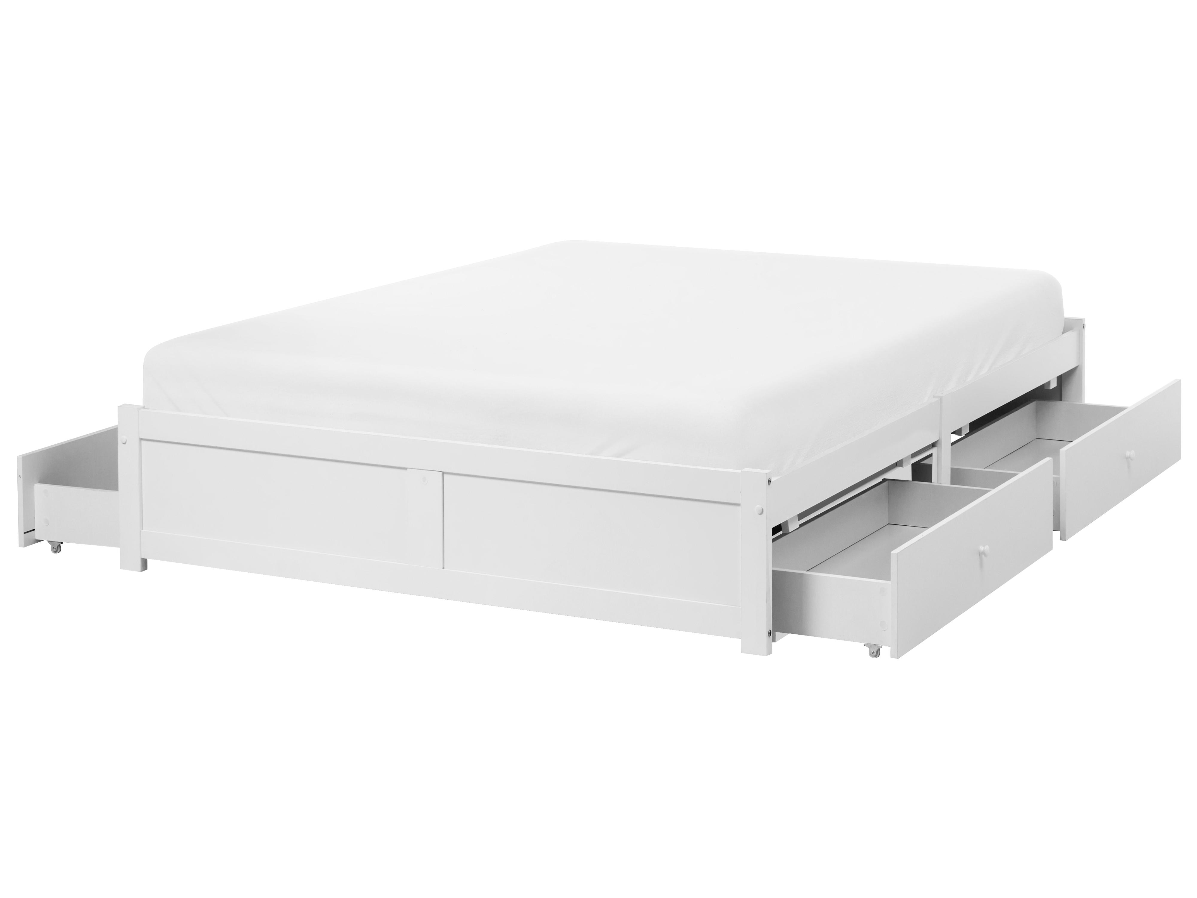 Bed with Storage Drawers without Headboard BRUX 140 x 200 cm (EU Double) White