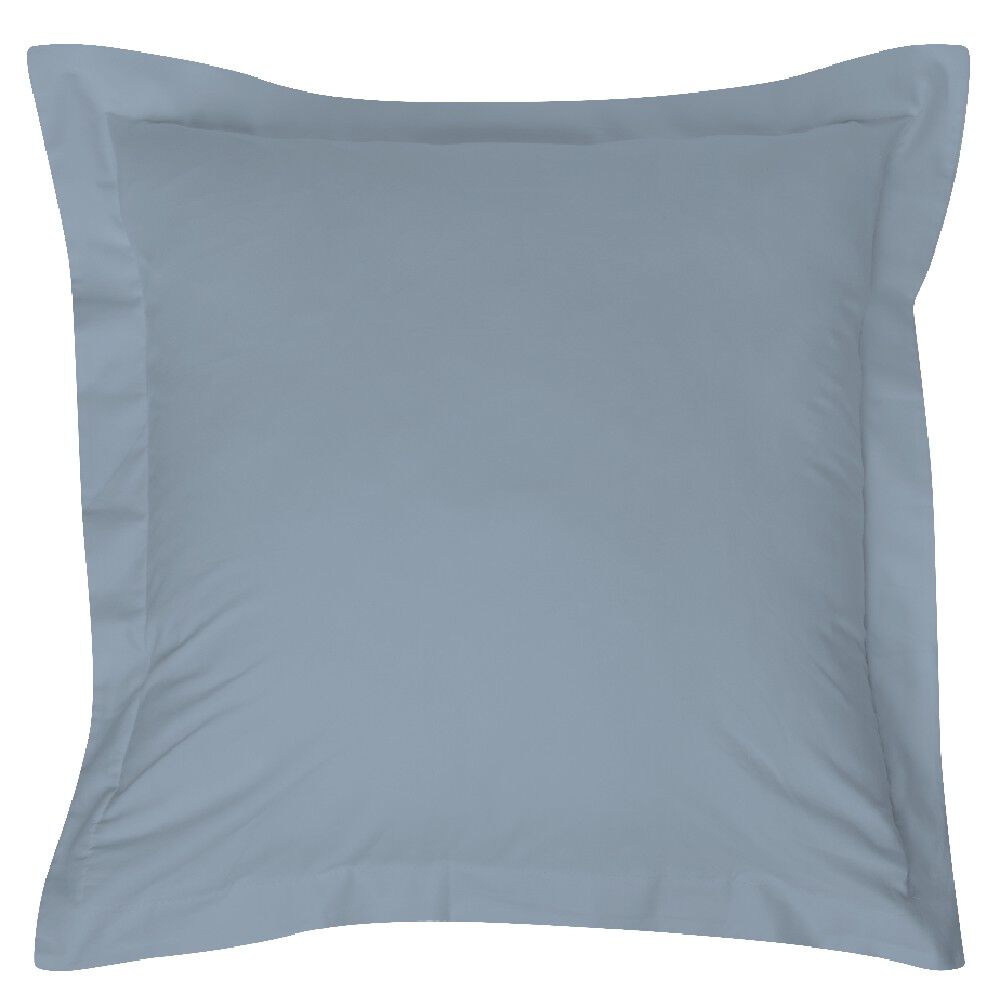 Taie d'oreiller carrée unie bleu clair avec revers