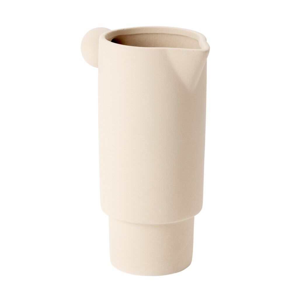 Vase céramique mate façon pichet avec anse boule Ø9,5xH21,5cm (2 modèles)