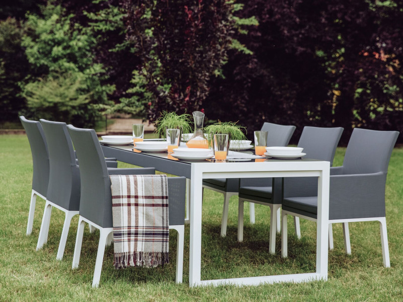 Zestaw ogrodowy 6 osób aluminium szary