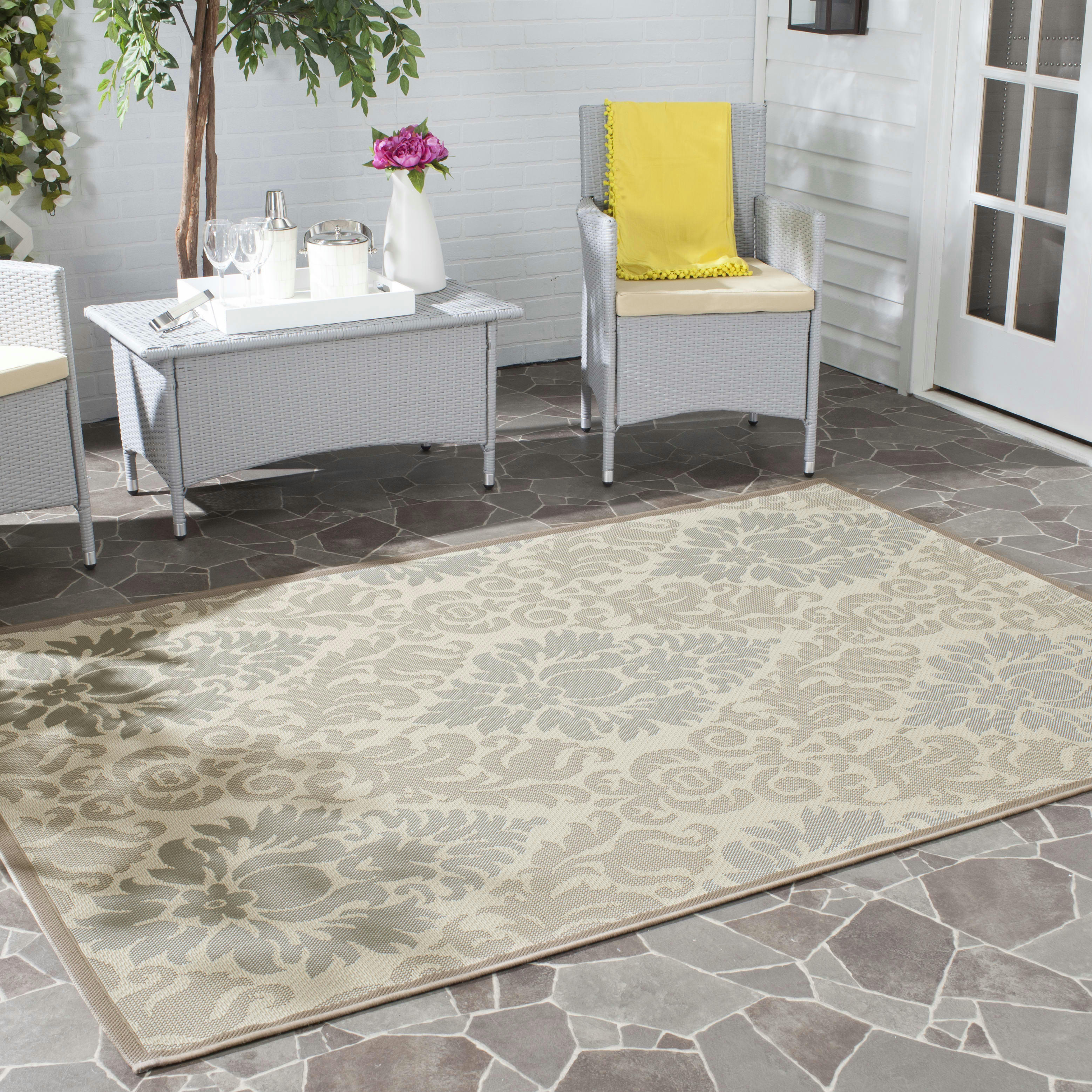 COURTYARD - Tapis interieur & exterieur en beige clair & beige fonce, 122 x 170 cm