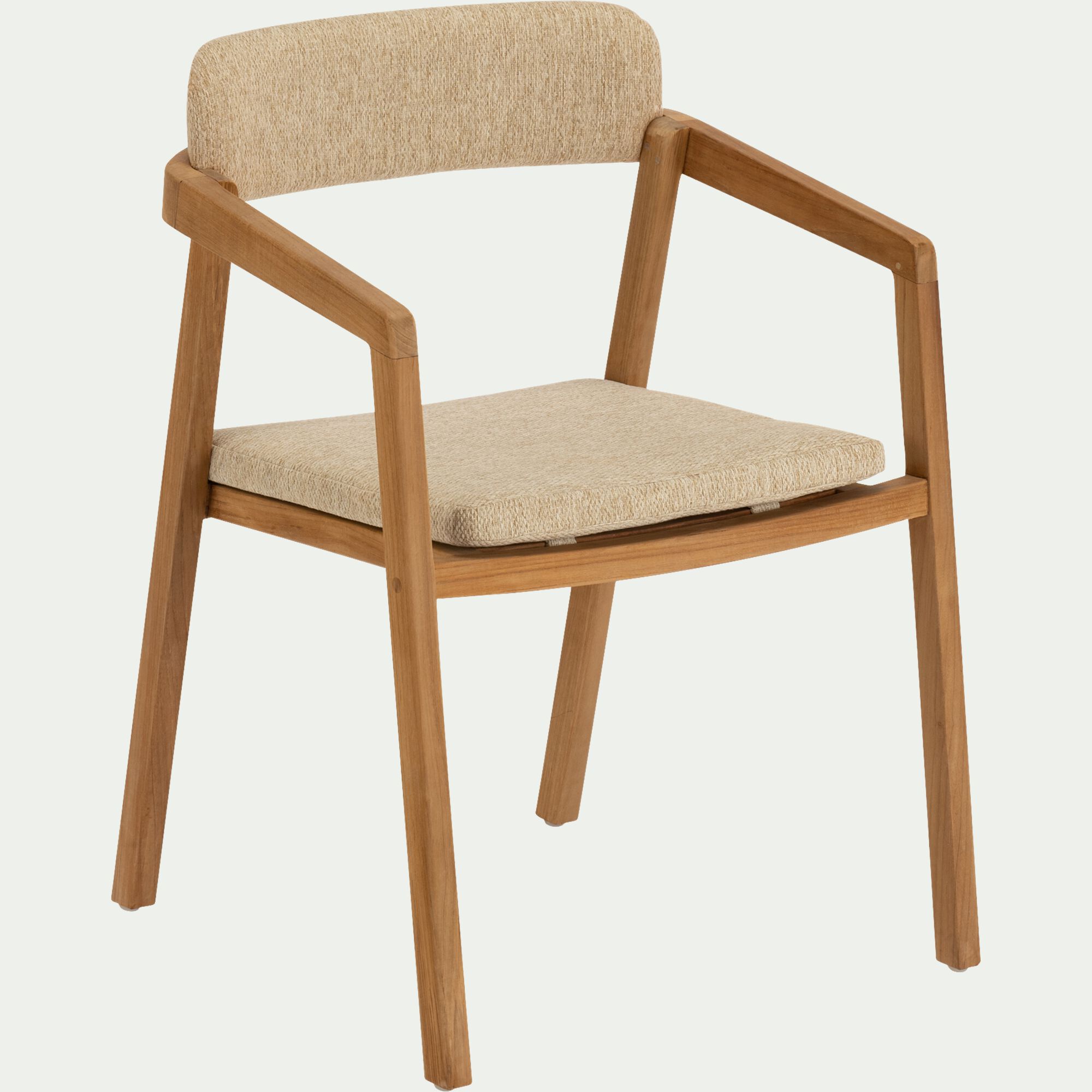 EVENOS - Chaise de jardin avec accoudoirs en teck massif - bois foncé